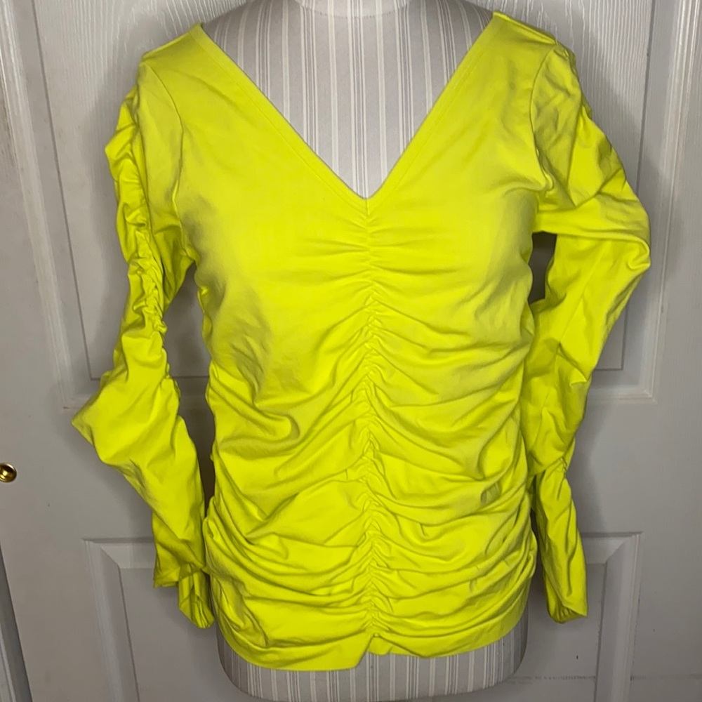 Helmet Lang stretch rib citrine top